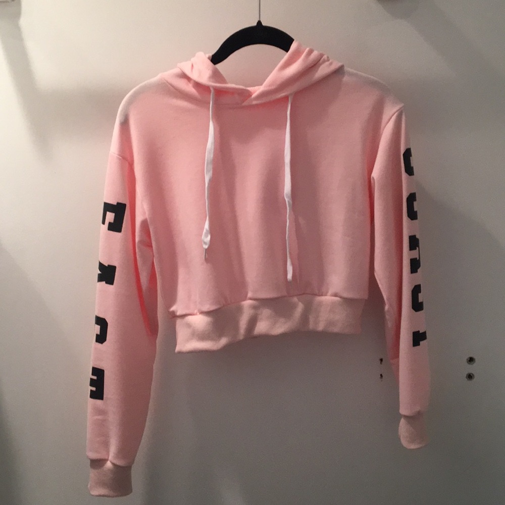 Cute Pink Cropped Hoodie